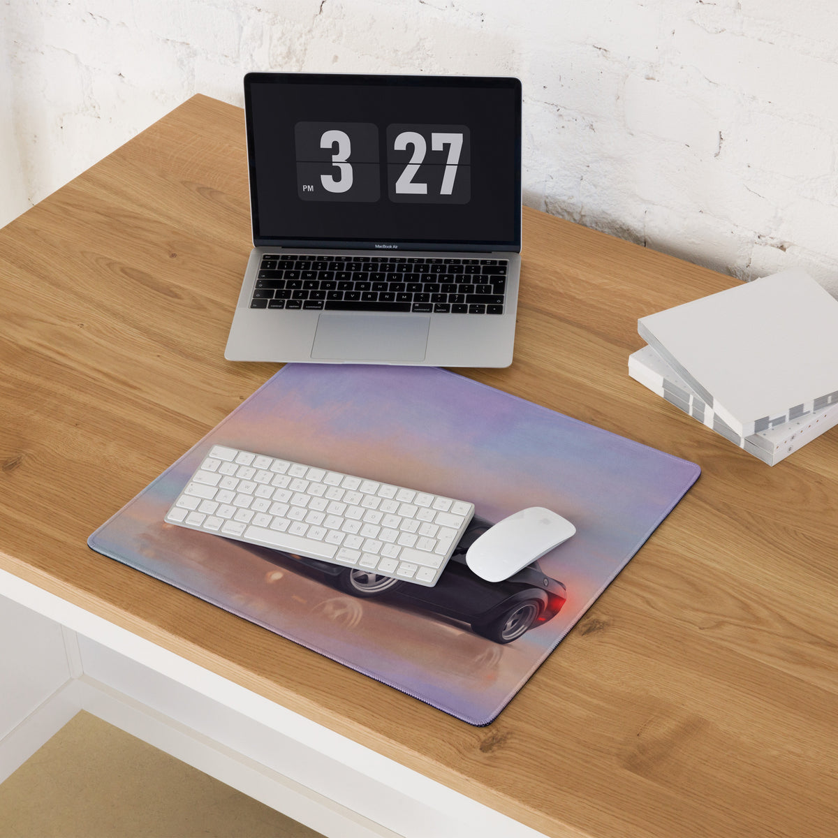 Dodge Challenger Inspired Pitch Black Widebody Desk Pad – Ultra-Glide Stitched Edge Gaming Mouse Mat