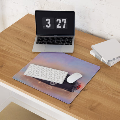Dodge Challenger Inspired Pitch Black Widebody Desk Pad – Ultra-Glide Stitched Edge Gaming Mouse Mat