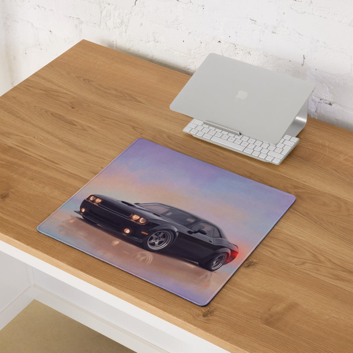 Dodge Challenger Inspired Pitch Black Widebody Desk Pad – Ultra-Glide Stitched Edge Gaming Mouse Mat