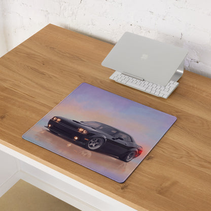 Dodge Challenger Inspired Pitch Black Widebody Desk Pad – Ultra-Glide Stitched Edge Gaming Mouse Mat
