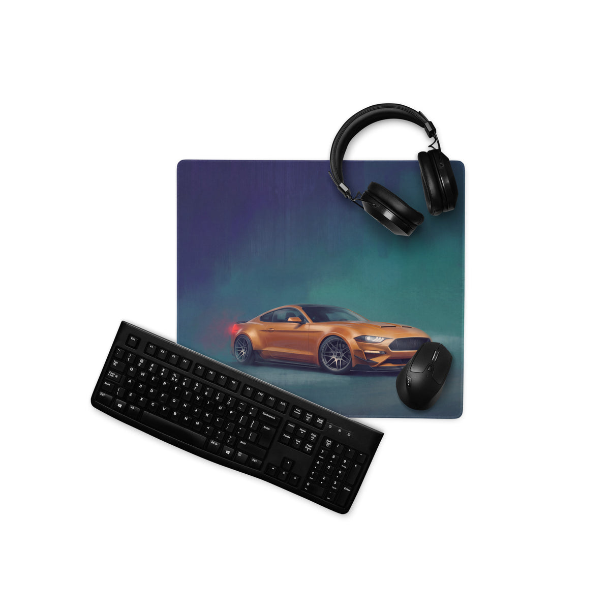 Ford Mustang Inspired Orange Fury Drift Desk Mat – High-Precision XL Gaming Mousepad