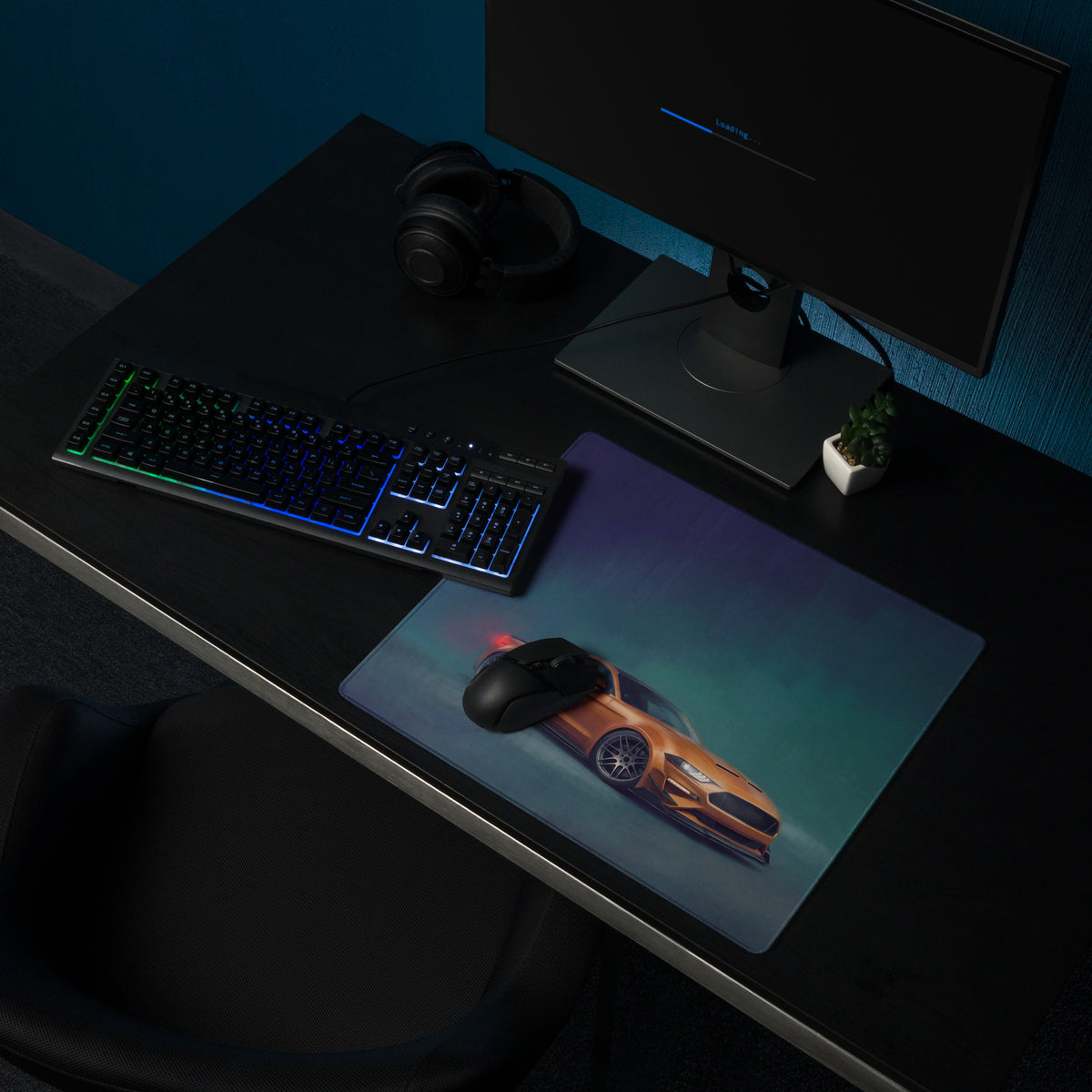 Ford Mustang Inspired Orange Fury Drift Desk Mat – High-Precision XL Gaming Mousepad