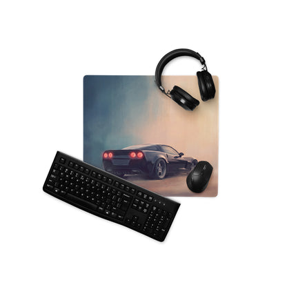 Chevrolet Corvette C6 Inspired Midnight Stealth Rear Desk Mat – Low-Friction Cloth Setup Mousepad