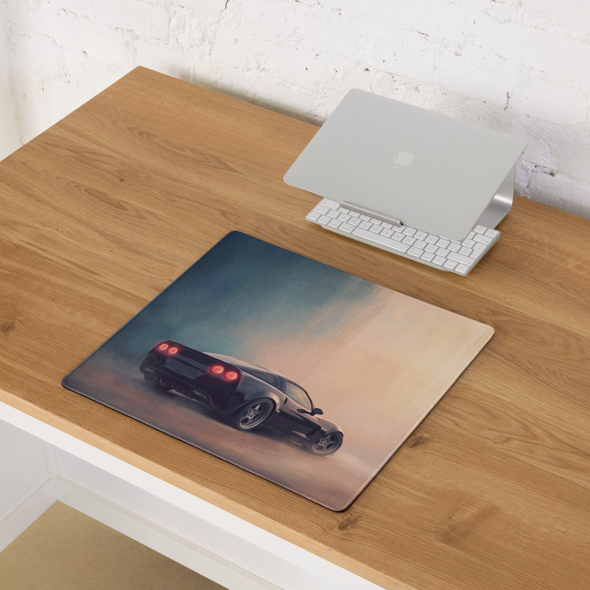 Chevrolet Corvette C6 Inspired Midnight Stealth Rear Desk Mat – Low-Friction Cloth Setup Mousepad