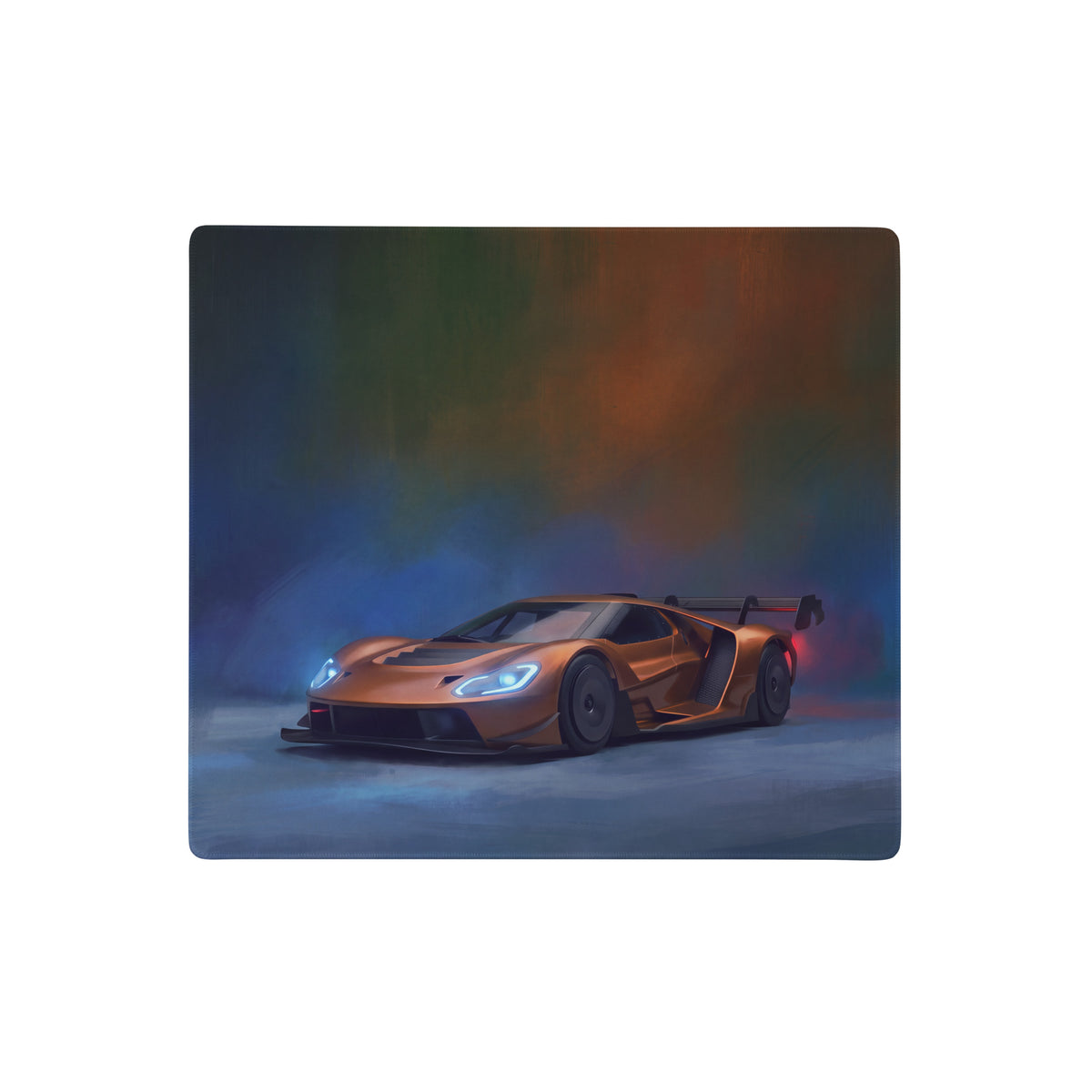Glossy orange ford gt inspired copper apex desk pad with ultra-glide stitched edge for gaming mouse precision