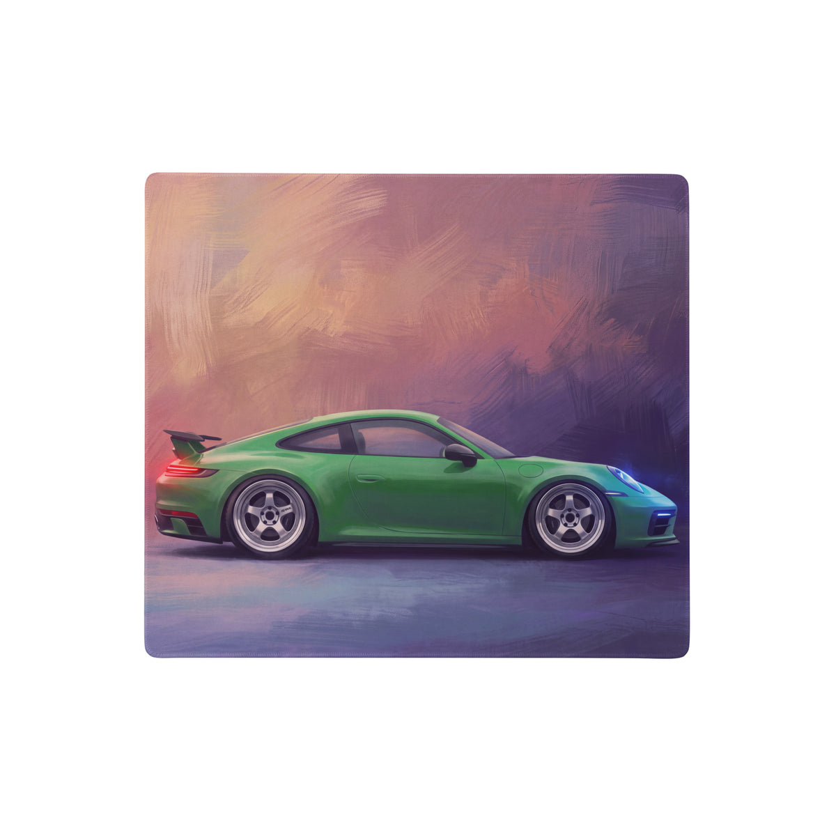 Vibrant green Porsche 911 GT3 inspired viper green rectangular low-friction cloth desk mat mousepad