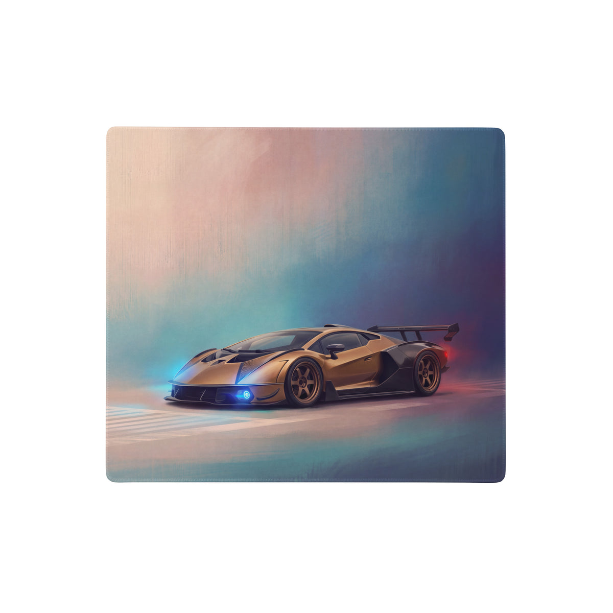 Lamborghini veneno inspired bronze apex desk pad featuring a sleek gold lamborghini graphic on a non-slip mouse mat