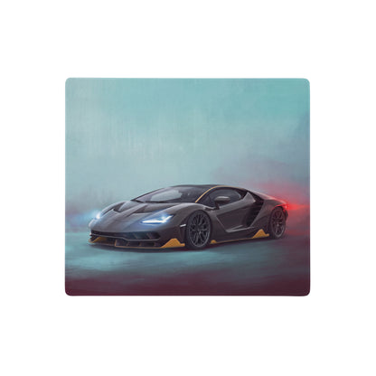 Black and yellow Lamborghini Centenario sports car illustration on carbon gold XL gaming mousepad for high precision use