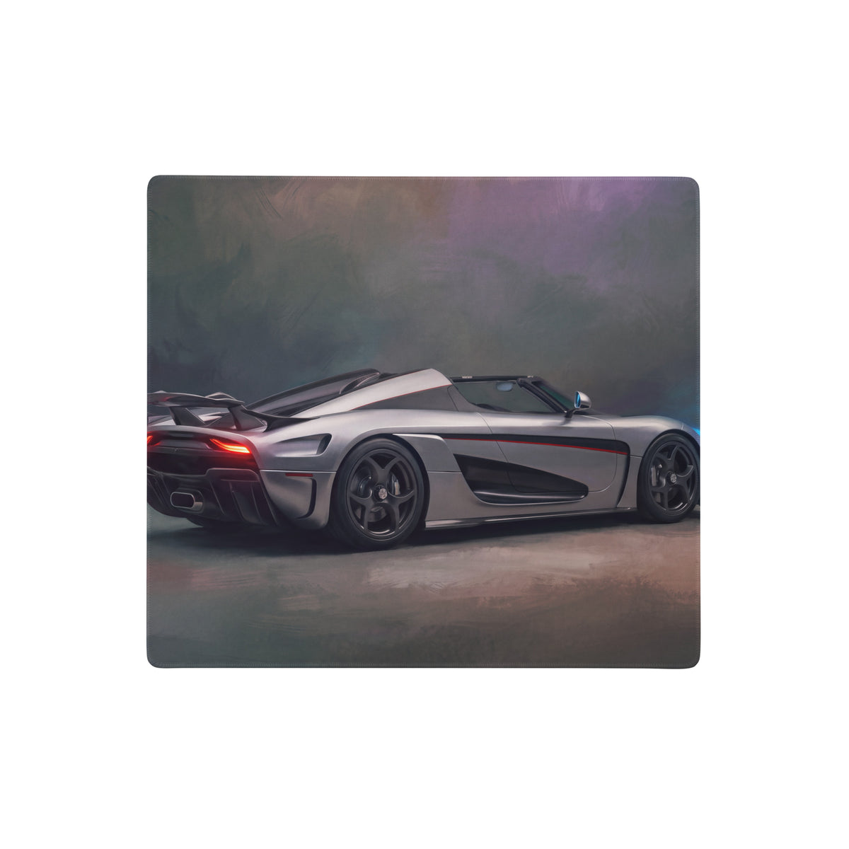 Silver koenigsegg agera rs convertible sports car on a rectangular high-precision xl gaming mousepad desk mat