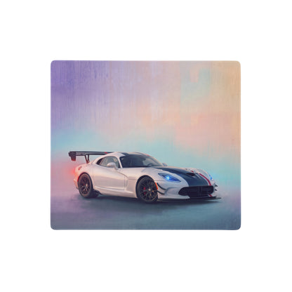 Dodge viper acr inspired gts livery desk pad featuring white and black sports car with red and blue racing stripes on ultra-glide mouse mat