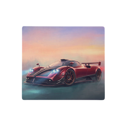 Red and black pagani zonda sports car illustration on extended non slip rosso sunset desk pad mouse mat