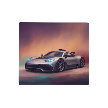 Silver mercedes-amg one inspired hyper silver sports car illustration on extended non-slip rectangular desk pad