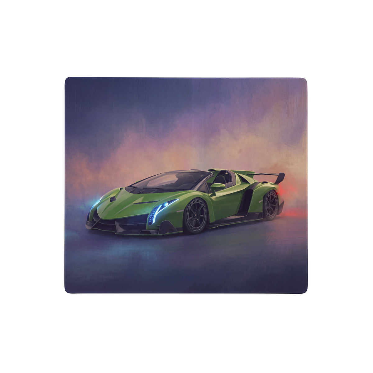 Green lamborghini veneno sports car illustration on rectangular xl gaming mousepad with high precision surface
