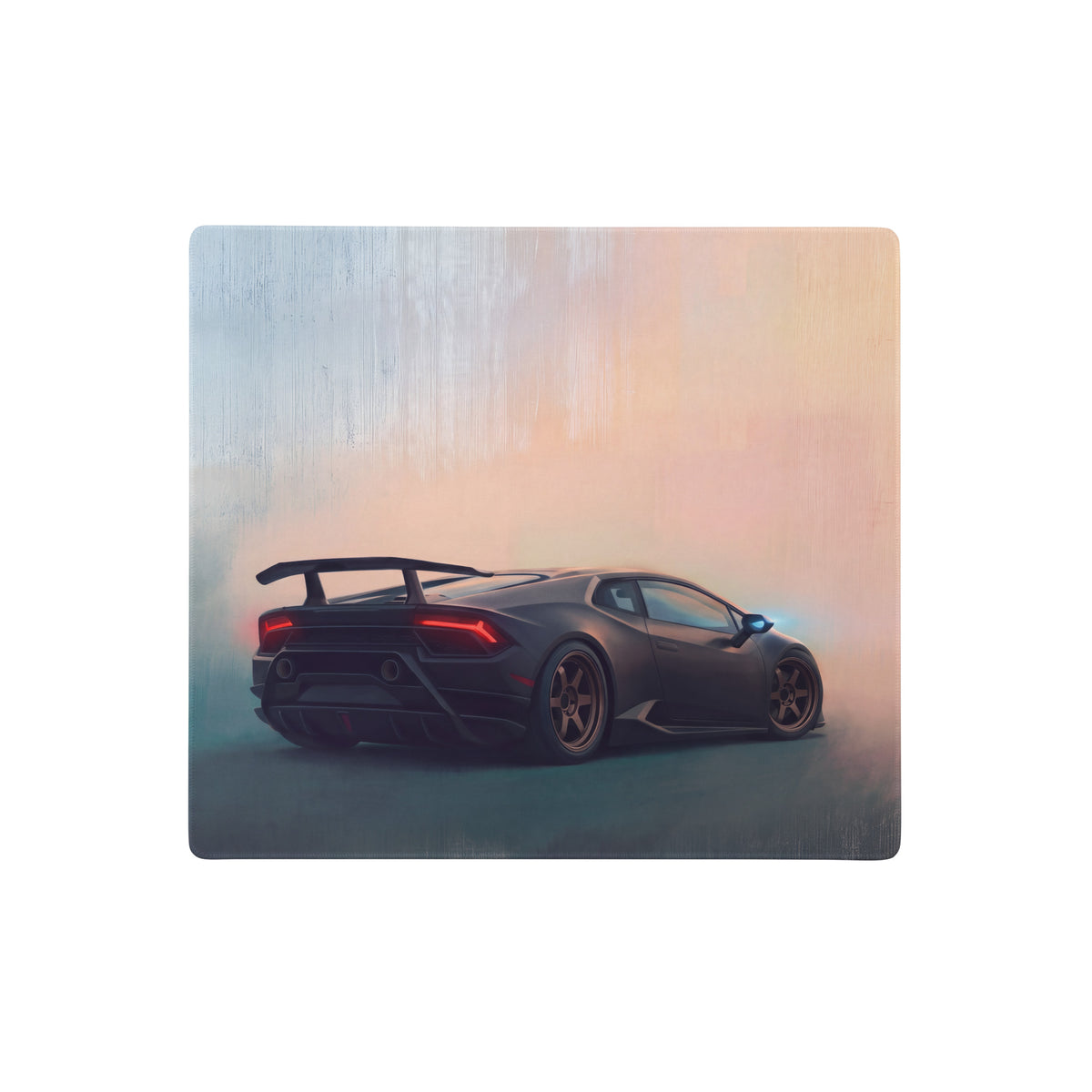 Black matte finish lamborghini huracán illustration on a stealth bronze xl gaming mousepad desk mat