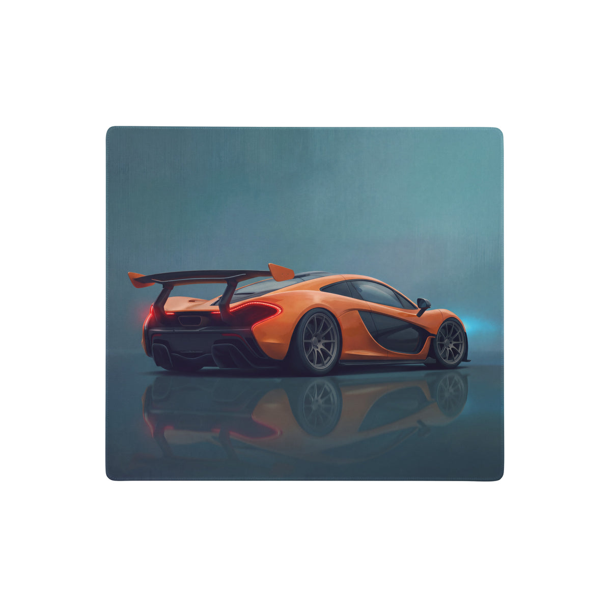 Vibrant orange mclaren p1 inspired volcano orange desk mat with sleek black accents low friction cloth mousepad