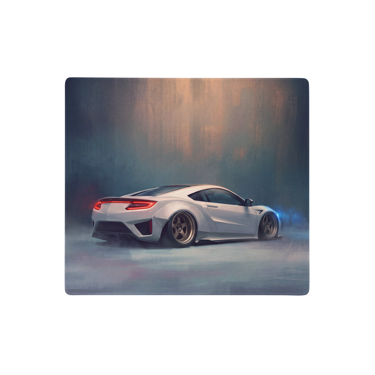 Acura NSX inspired widebody pure edition desk pad with white sports car design and non-slip rubber base for gaming use