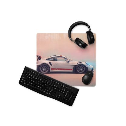 Porsche 911 GT3 RS Inspired Gaming Mouse Pad – White Sports Car Extended Desk Mat
