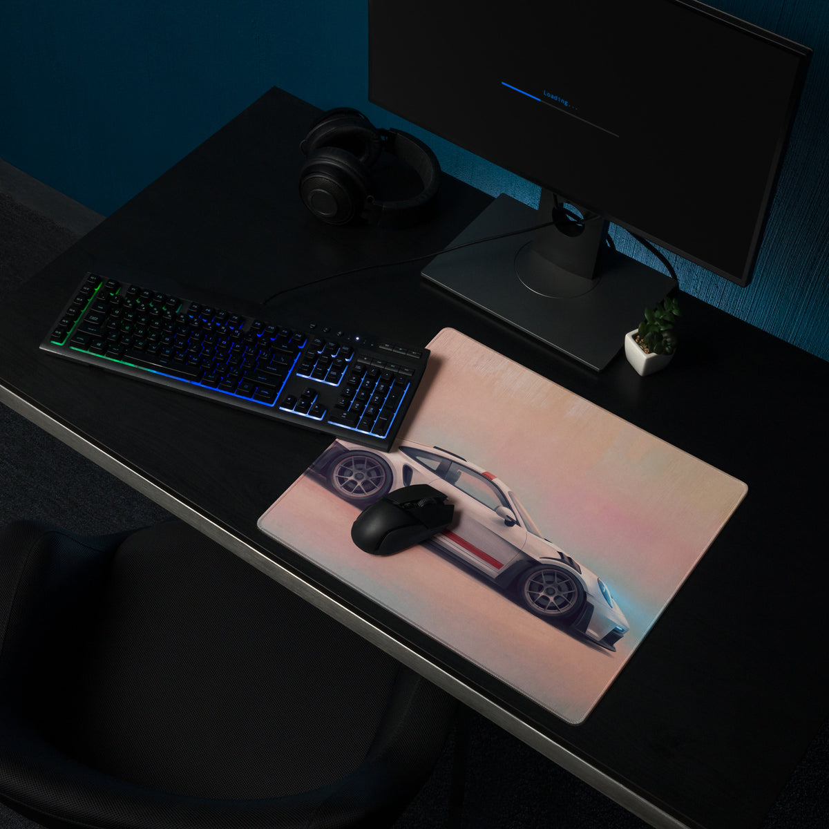 Porsche 911 GT3 RS Inspired Gaming Mouse Pad – White Sports Car Extended Desk Mat