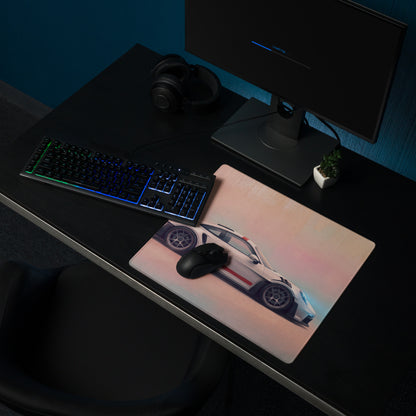 Porsche 911 GT3 RS Inspired Gaming Mouse Pad – White Sports Car Extended Desk Mat
