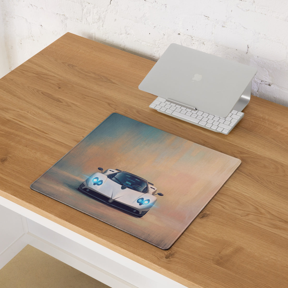 Pagani Zonda Inspired Gaming Mouse Pad – White Supercar Extended Desk Mat