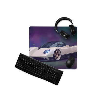 Pagani Zonda Inspired Gaming Mouse Pad – White Hypercar Extended Desk Mat