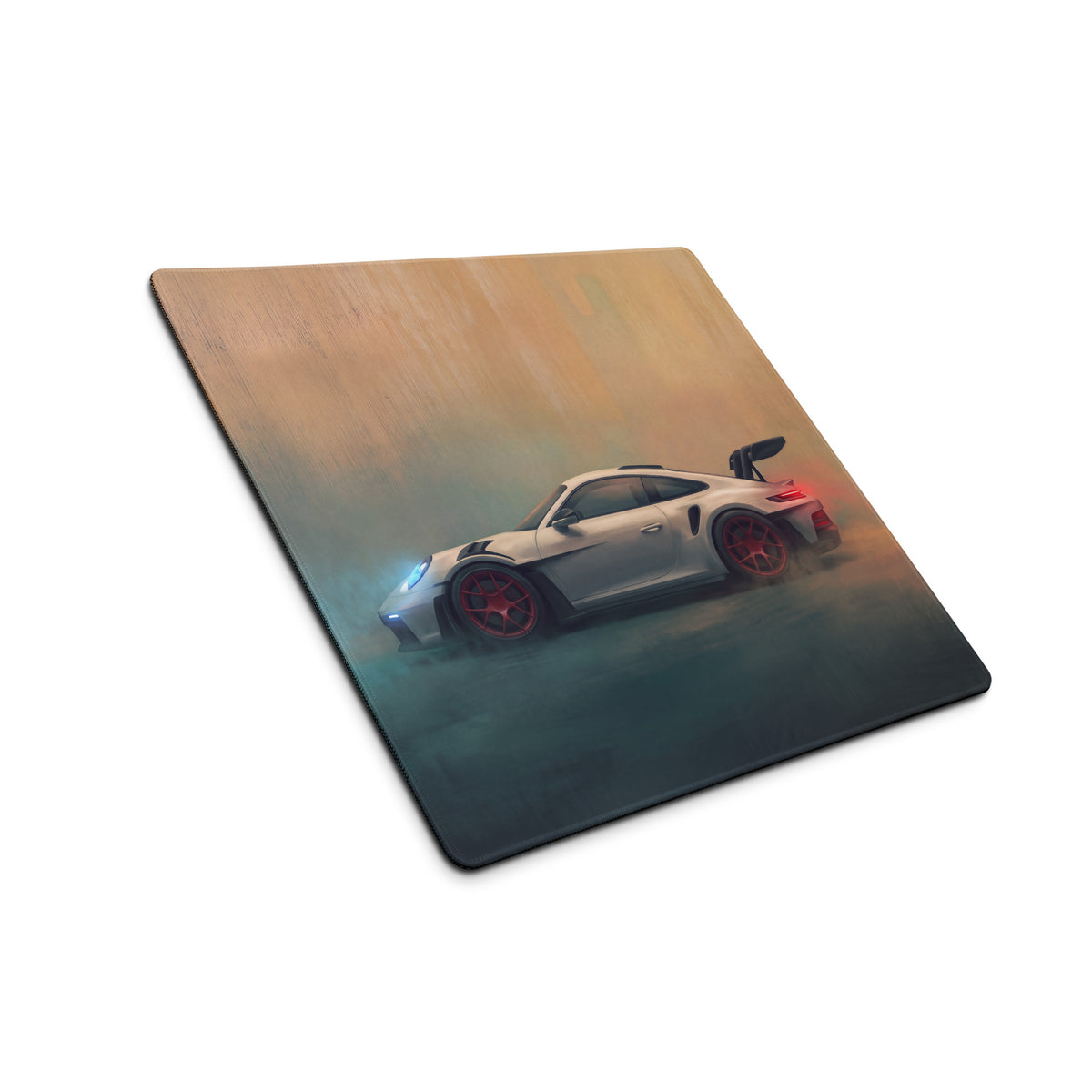 Porsche 911 GT3 RS Inspired Gaming Mouse Pad – Silver Sports Car with Red Wheels Desk Mat