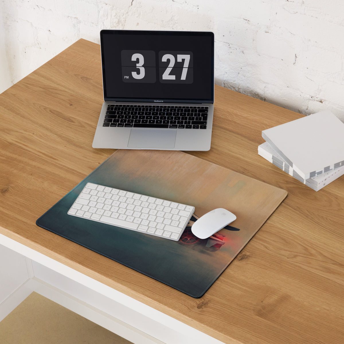 Porsche 911 GT3 RS Inspired Gaming Mouse Pad – Silver Sports Car with Red Wheels Desk Mat