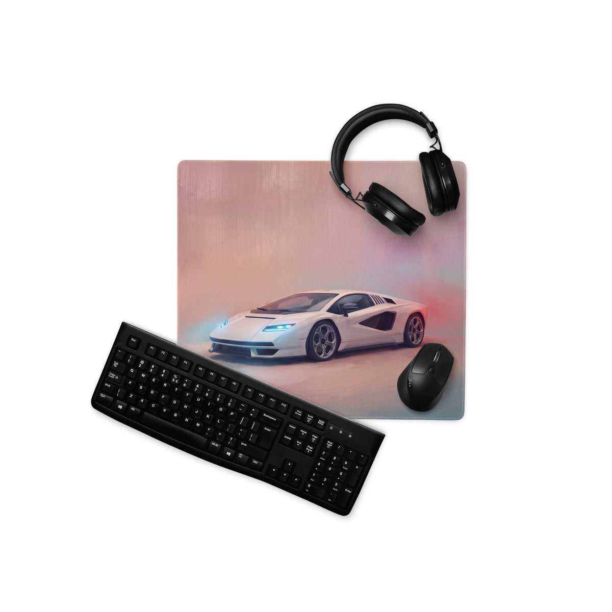 Lamborghini Countach Inspired Gaming Mouse Pad – White Supercar Extended Desk Mat