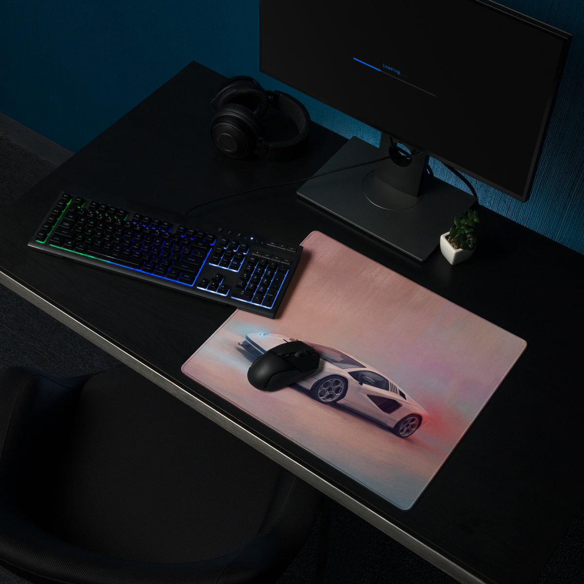 Lamborghini Countach Inspired Gaming Mouse Pad – White Supercar Extended Desk Mat