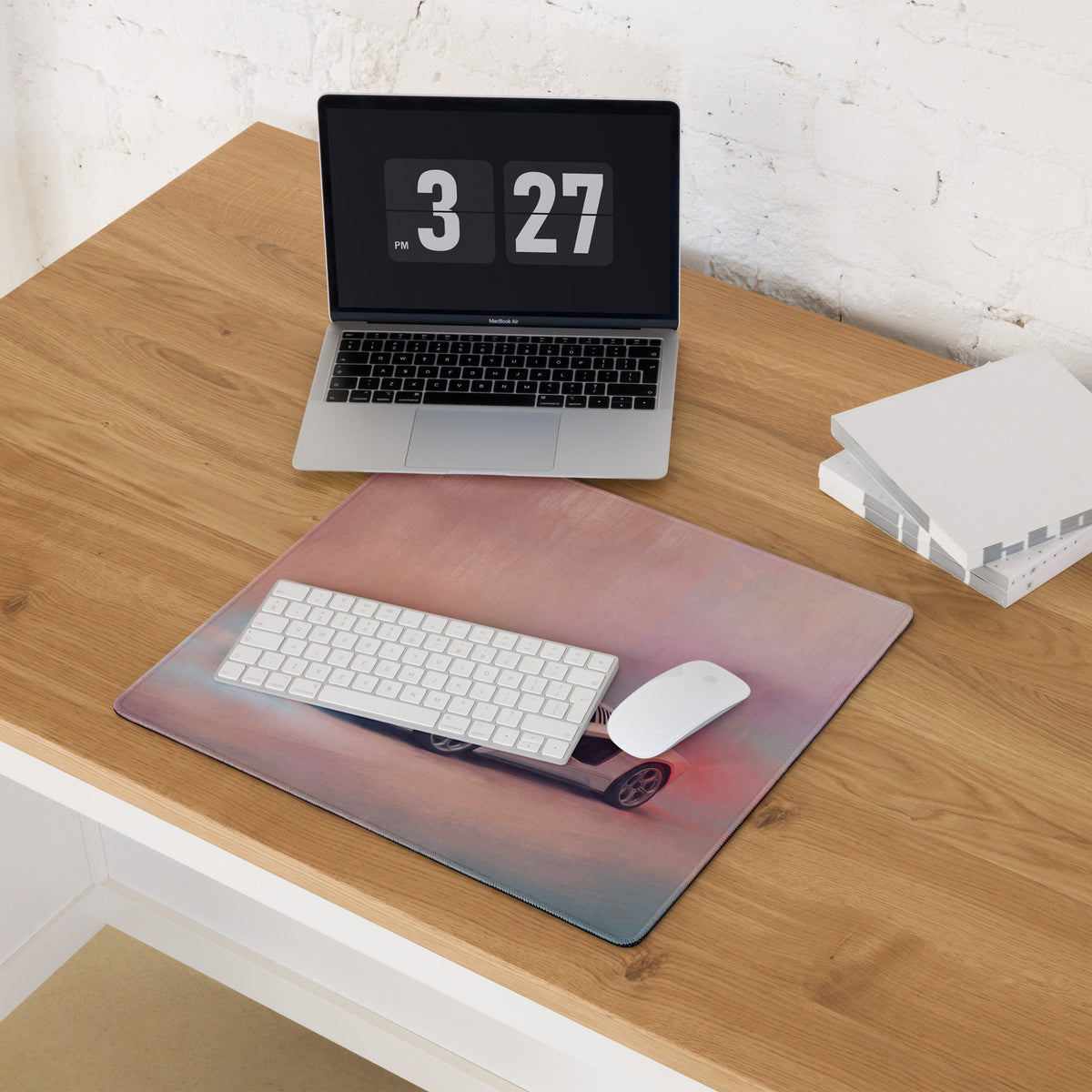 Lamborghini Countach Inspired Gaming Mouse Pad – White Supercar Extended Desk Mat