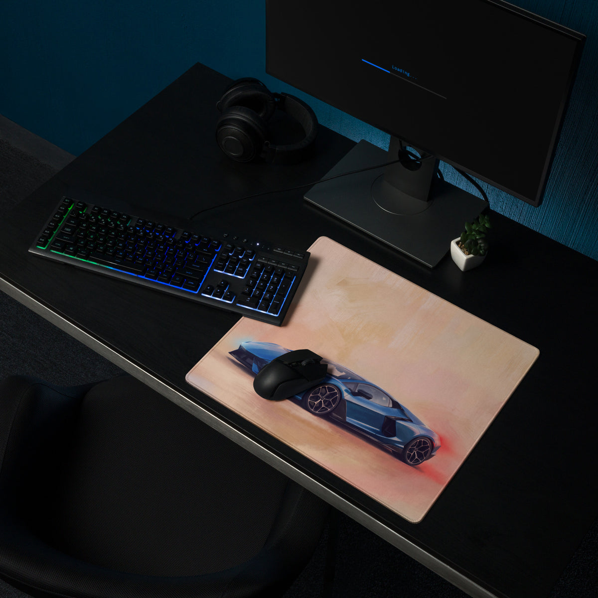 Lamborghini Revuelto Inspired Gaming Mouse Pad – Blue Supercar Extended Desk Mat