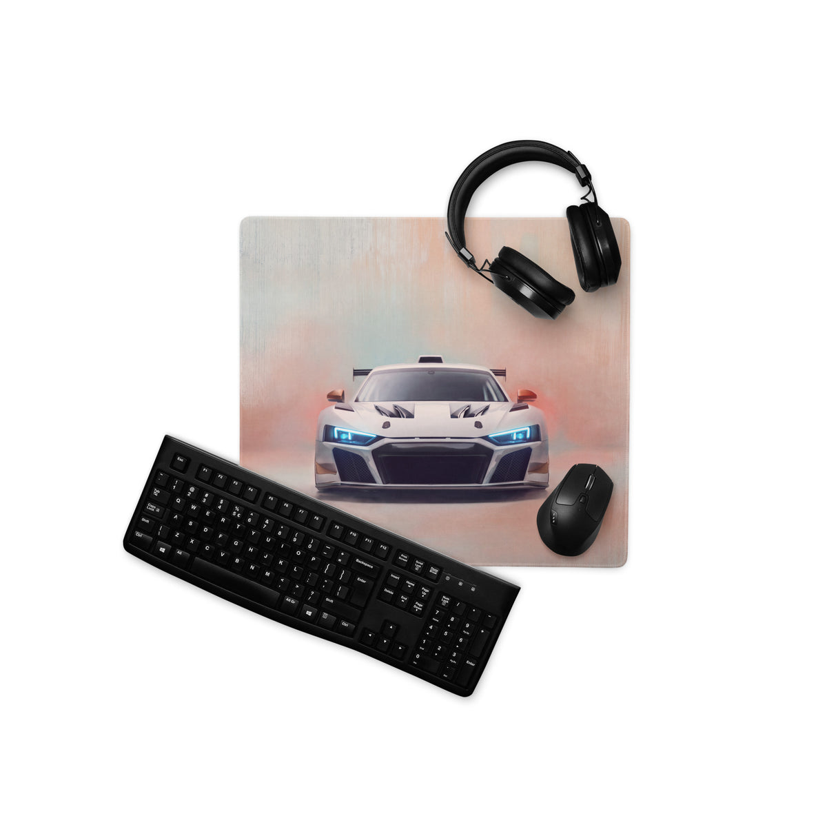 Audi R8 LMS GT3 Inspired Gaming Mouse Pad – White Race Car Extended Desk Mat