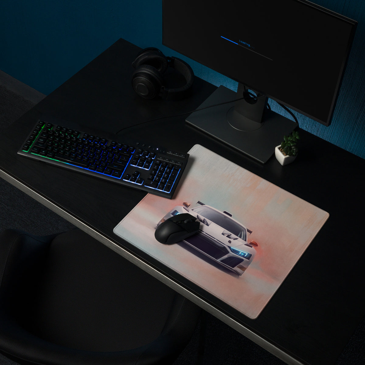 Audi R8 LMS GT3 Inspired Gaming Mouse Pad – White Race Car Extended Desk Mat