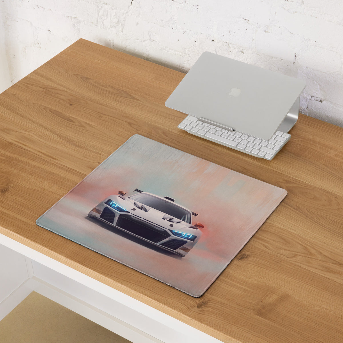 Audi R8 LMS GT3 Inspired Gaming Mouse Pad – White Race Car Extended Desk Mat