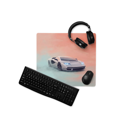 Lamborghini Countach Inspired Gaming Mouse Pad – White Supercar Extended Desk Mat