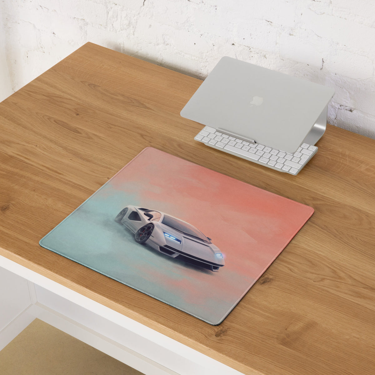 Lamborghini Countach Inspired Gaming Mouse Pad – White Supercar Extended Desk Mat