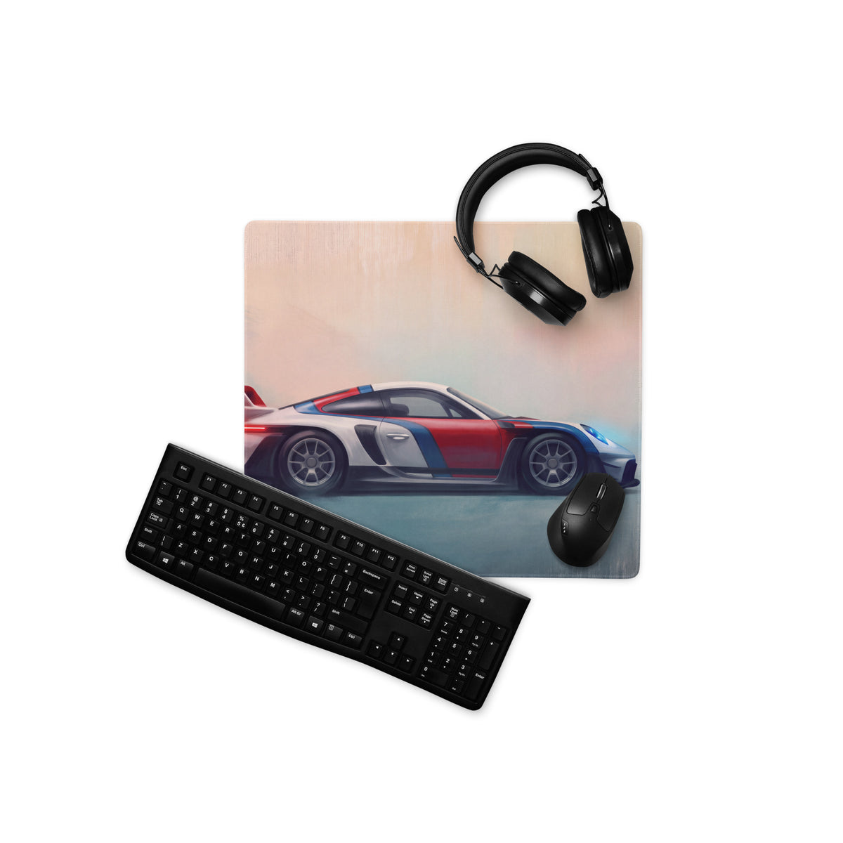 Porsche 911 GT3 RS Inspired Gaming Mouse Pad – Red, White & Blue Race Car Extended Desk Mat