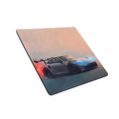 Porsche 911 GT3 RS Inspired Gaming Mouse Pad – Silver Sports Car Extended Desk Mat