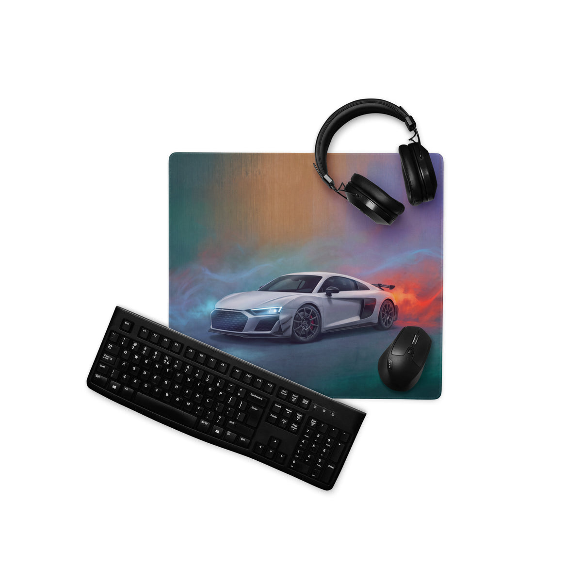 Audi R8 LMS Inspired Gaming Mouse Pad – White Race Car Extended Desk Mat