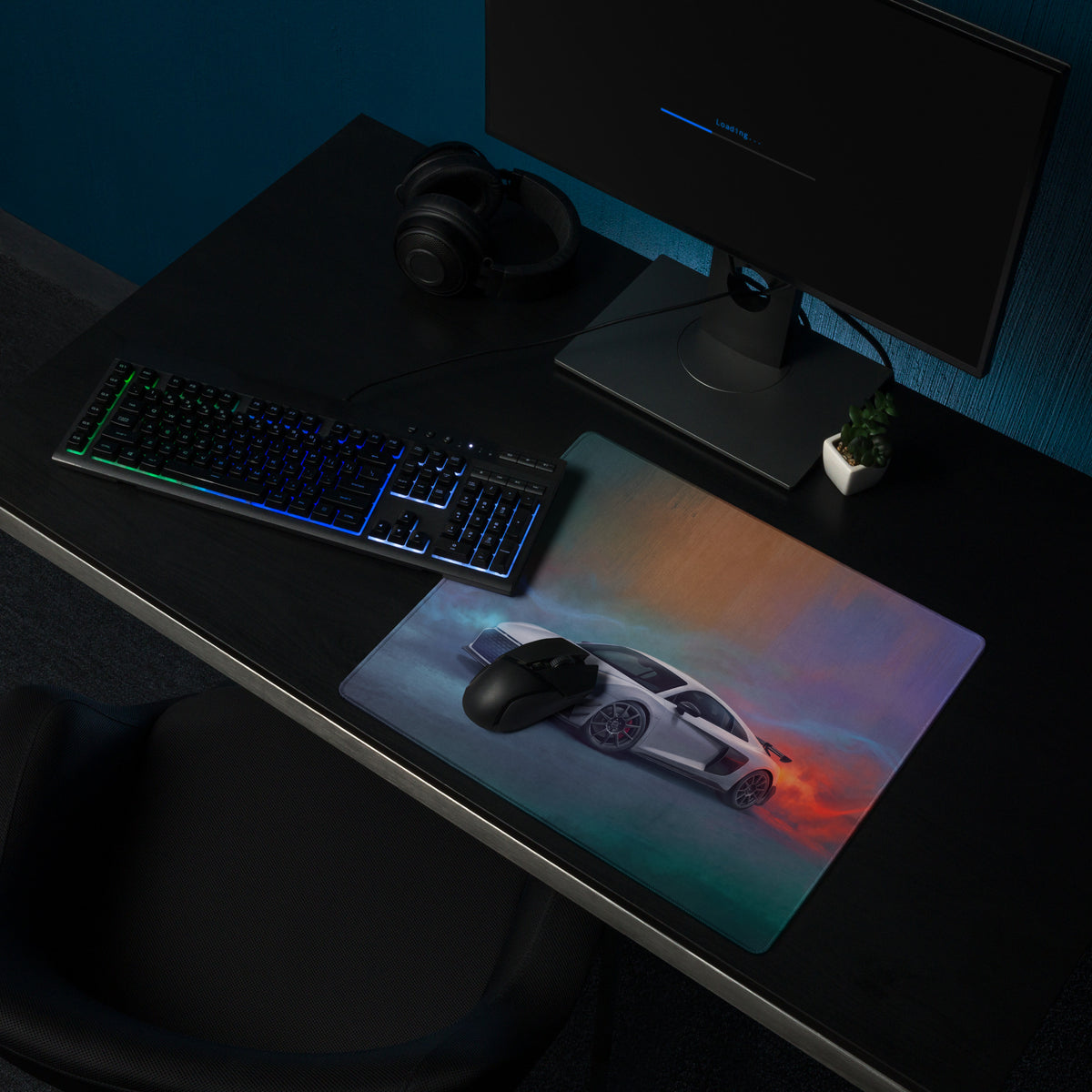 Audi R8 LMS Inspired Gaming Mouse Pad – White Race Car Extended Desk Mat