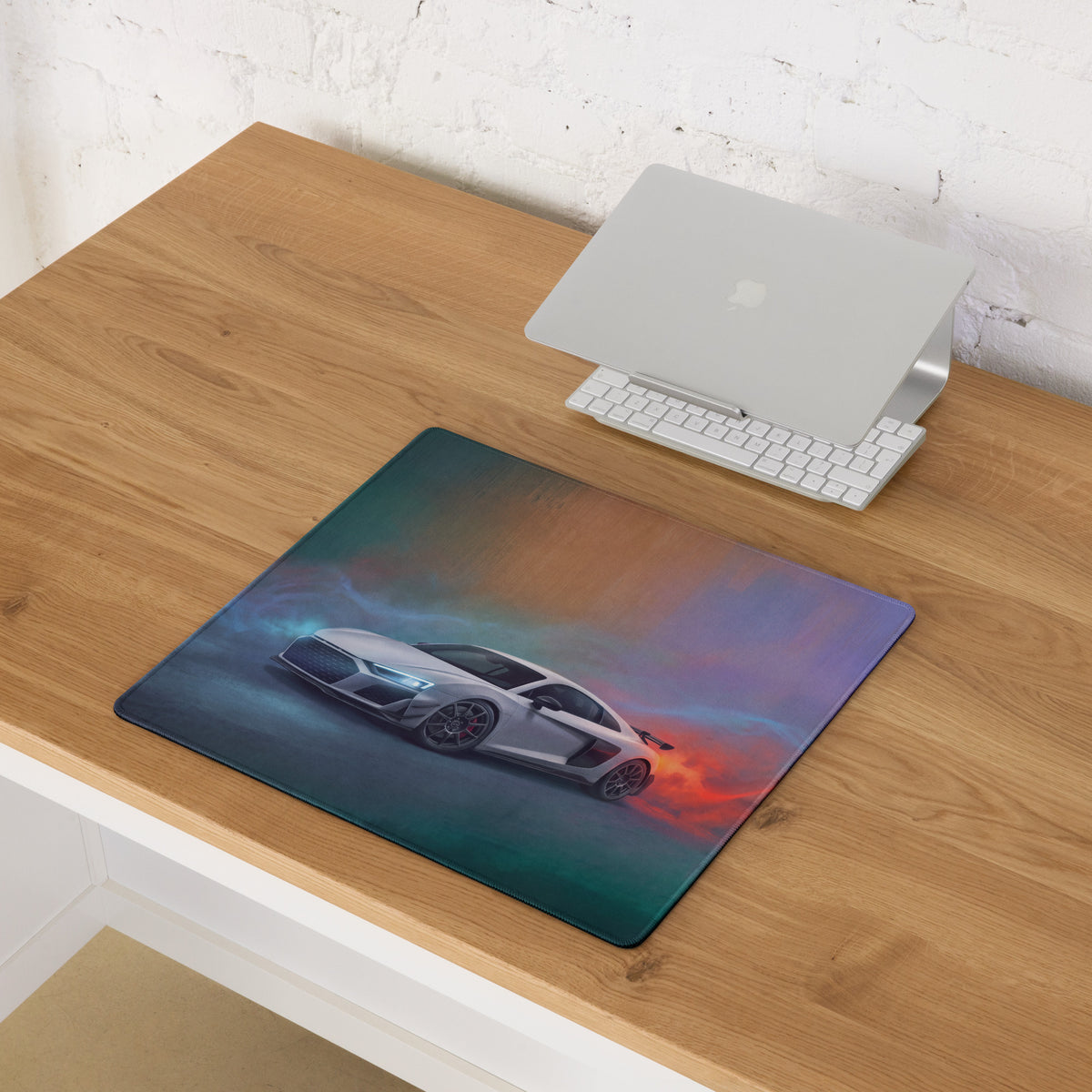 Audi R8 LMS Inspired Gaming Mouse Pad – White Race Car Extended Desk Mat