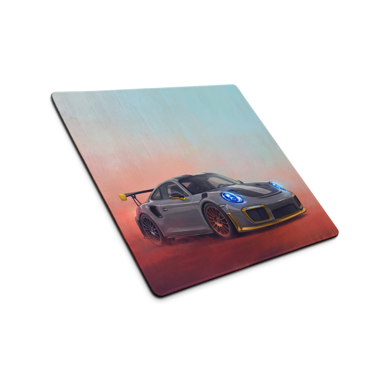 Porsche 911 GT3 RS Inspired Gaming Mouse Pad – Silver and Yellow Race Car Extended Desk Mat