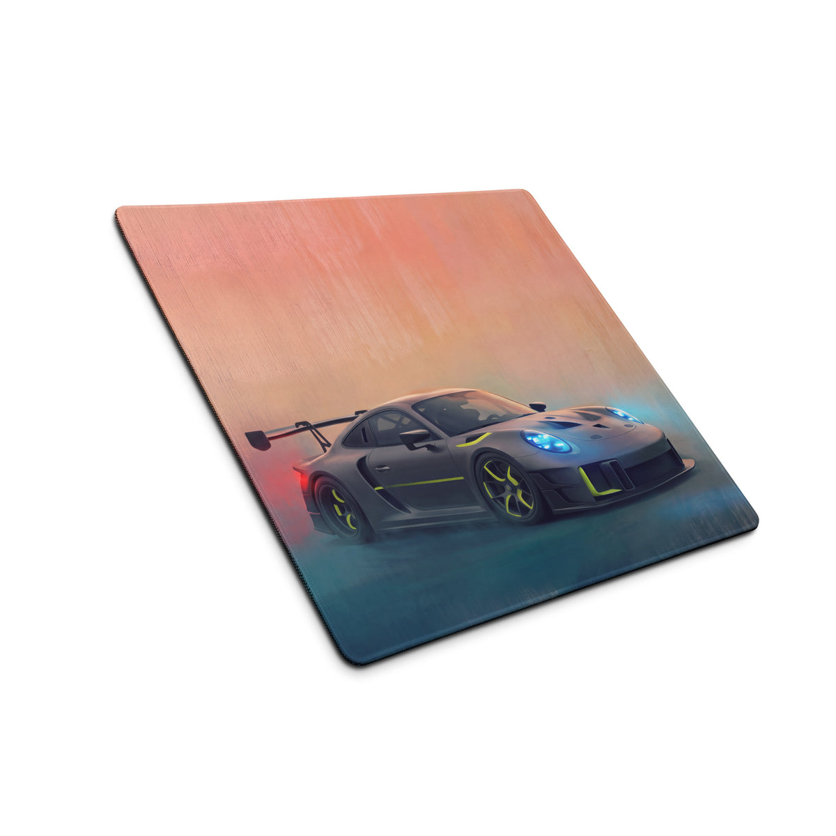 Porsche 911 GT3 RS Inspired Gaming Mouse Pad – Gray and Neon Yellow Race Car Extended Desk Mat