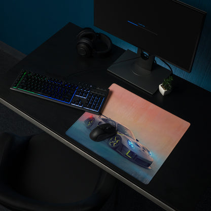 Porsche 911 GT3 RS Inspired Gaming Mouse Pad – Gray and Neon Yellow Race Car Extended Desk Mat