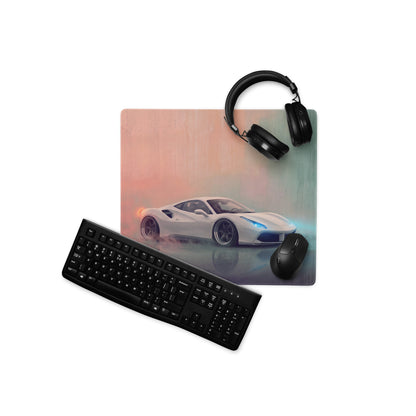 Ferrari 488 GTB Inspired Gaming Mouse Pad – White Supercar Extended Desk Mat