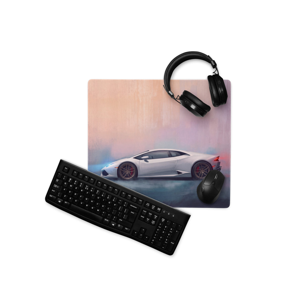 Lamborghini Huracán Inspired Gaming Mouse Pad – White Supercar Extended Desk Mat