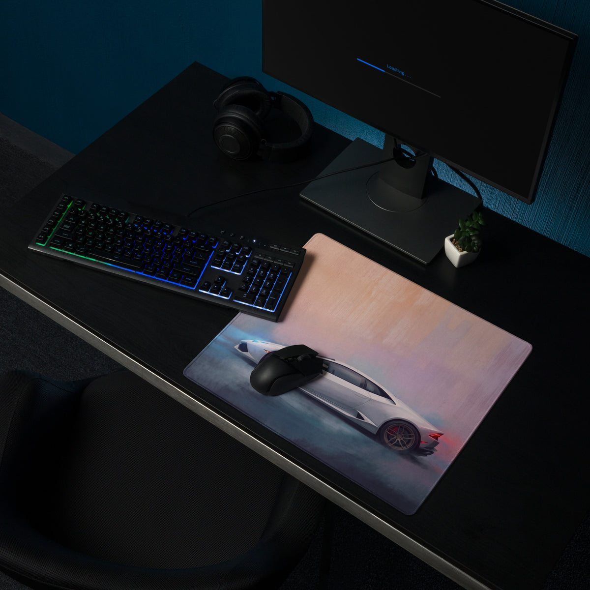 Lamborghini Huracán Inspired Gaming Mouse Pad – White Supercar Extended Desk Mat