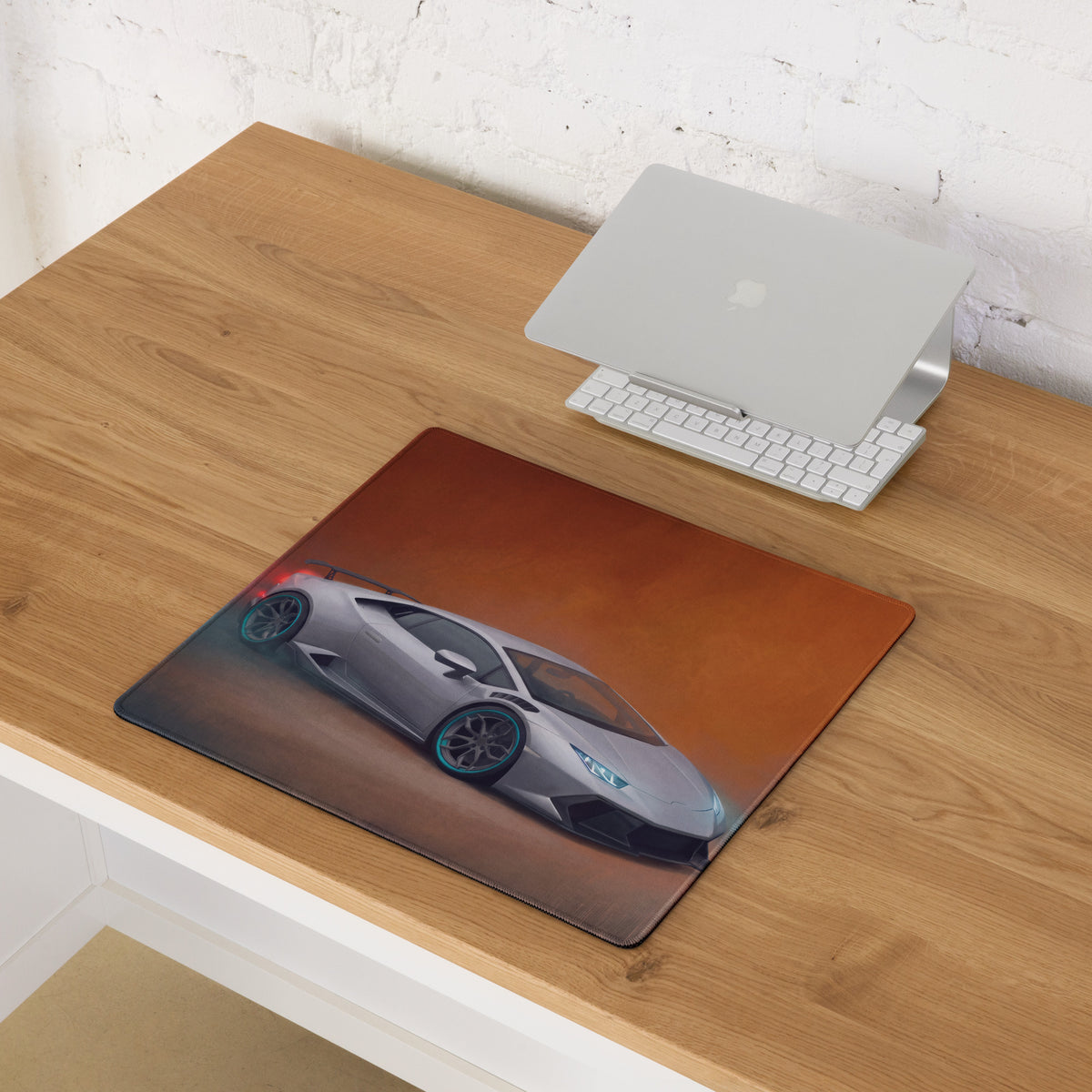 Lamborghini Huracán Inspired Gaming Mouse Pad – White Supercar Extended Desk Mat