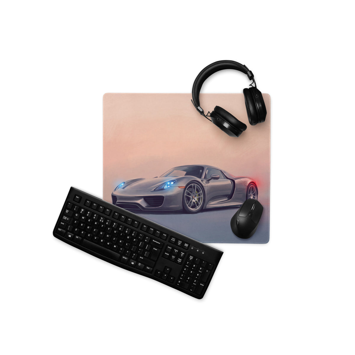 Porsche 918 Spyder Inspired Gaming Mouse Pad – Silver Hypercar Extended Desk Mat