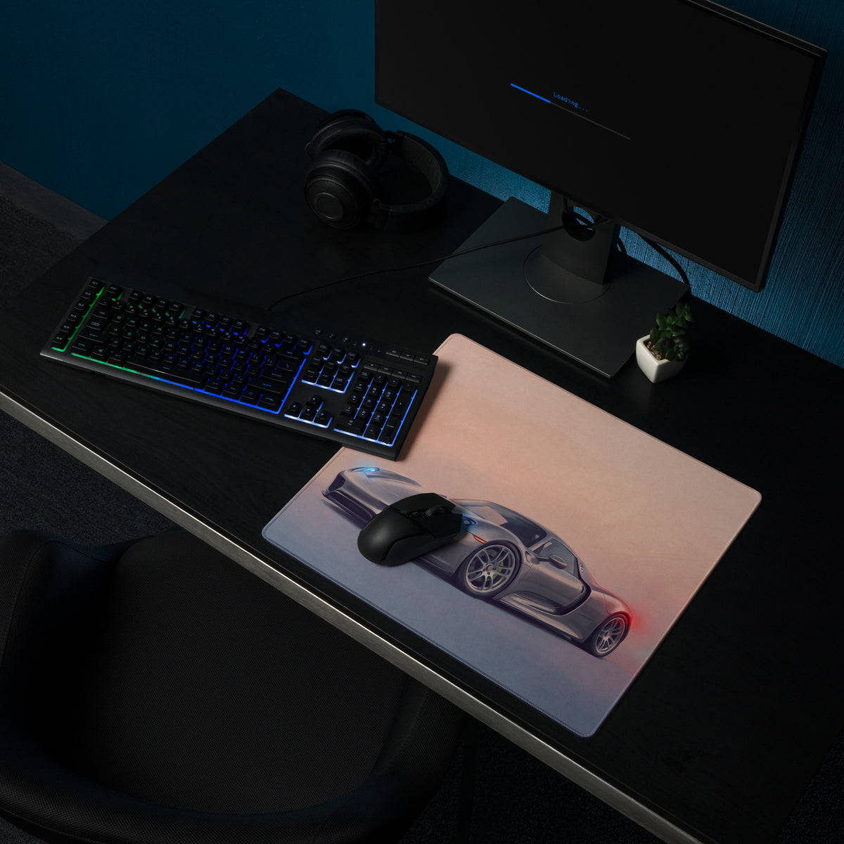 Porsche 918 Spyder Inspired Gaming Mouse Pad – Silver Hypercar Extended Desk Mat